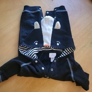 Infant skunk onesie costume